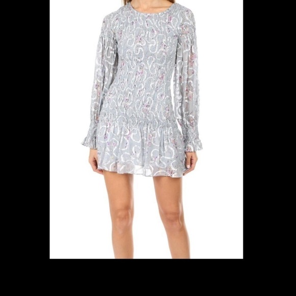 NWT LoveShackFancy Scarlett Mini Dress blue Gray sz Medium - Picture 13 of 16